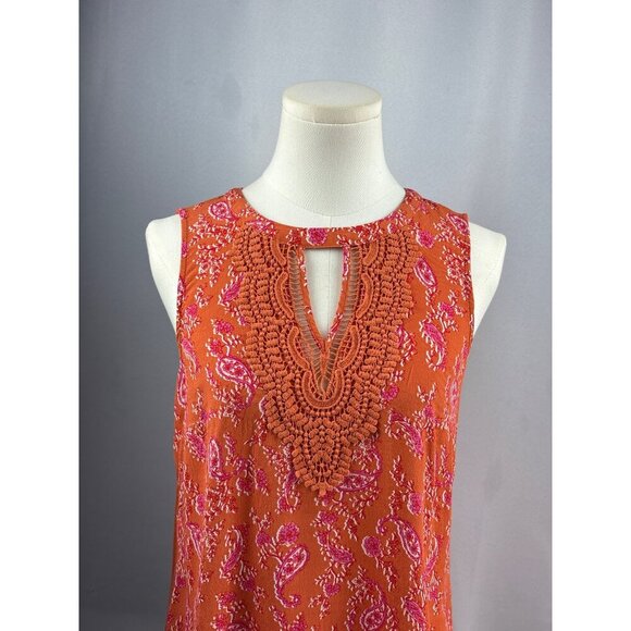 Daniel Rainn Petite Small Sleeveless Top With Lace Trim & Keyhole Neckline - Picture 1 of 6